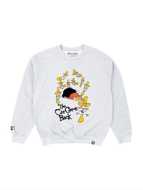 XL • Retrokid • 'The Cat Came Back' Light Ash Gray Graphic Crewneck - Unisex